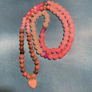 Multicoloured pink Rhodonite/ glass bead necklace